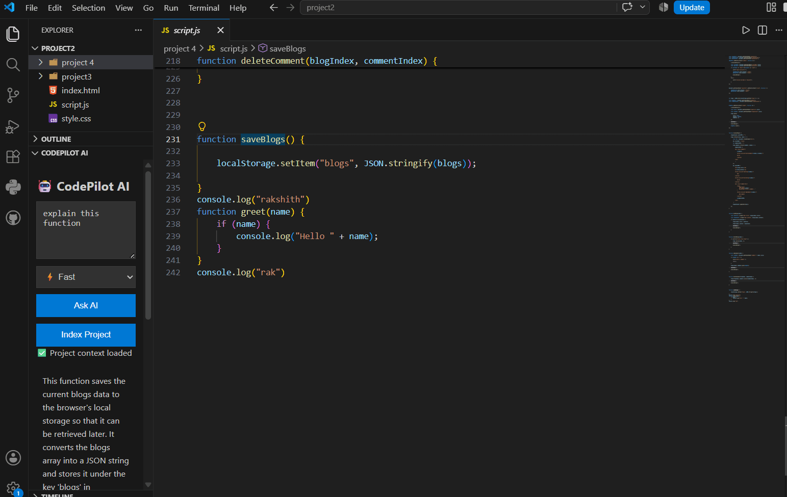 CodePilot AI project-aware chat inside VS Code